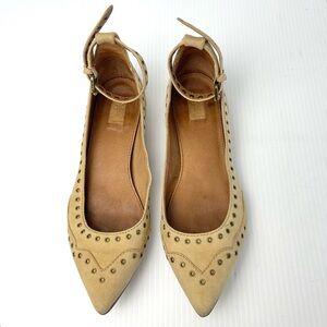 Frye Tan Leather Sienna Studded Pointed Flats